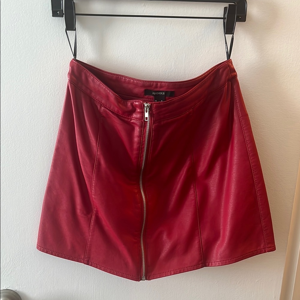 Forever 21 Cherry Red Faux Leather Skirt